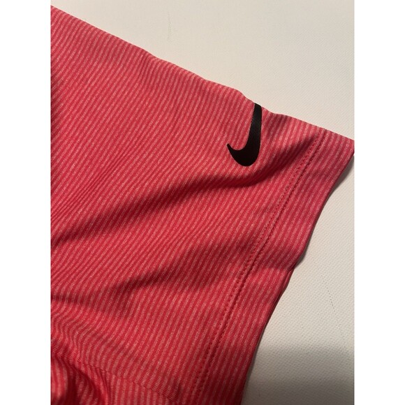 Nike Golf Dri Fit Polo Shirt Red/Orange PinStriped Mens Medium M - Picture 3 of 12
